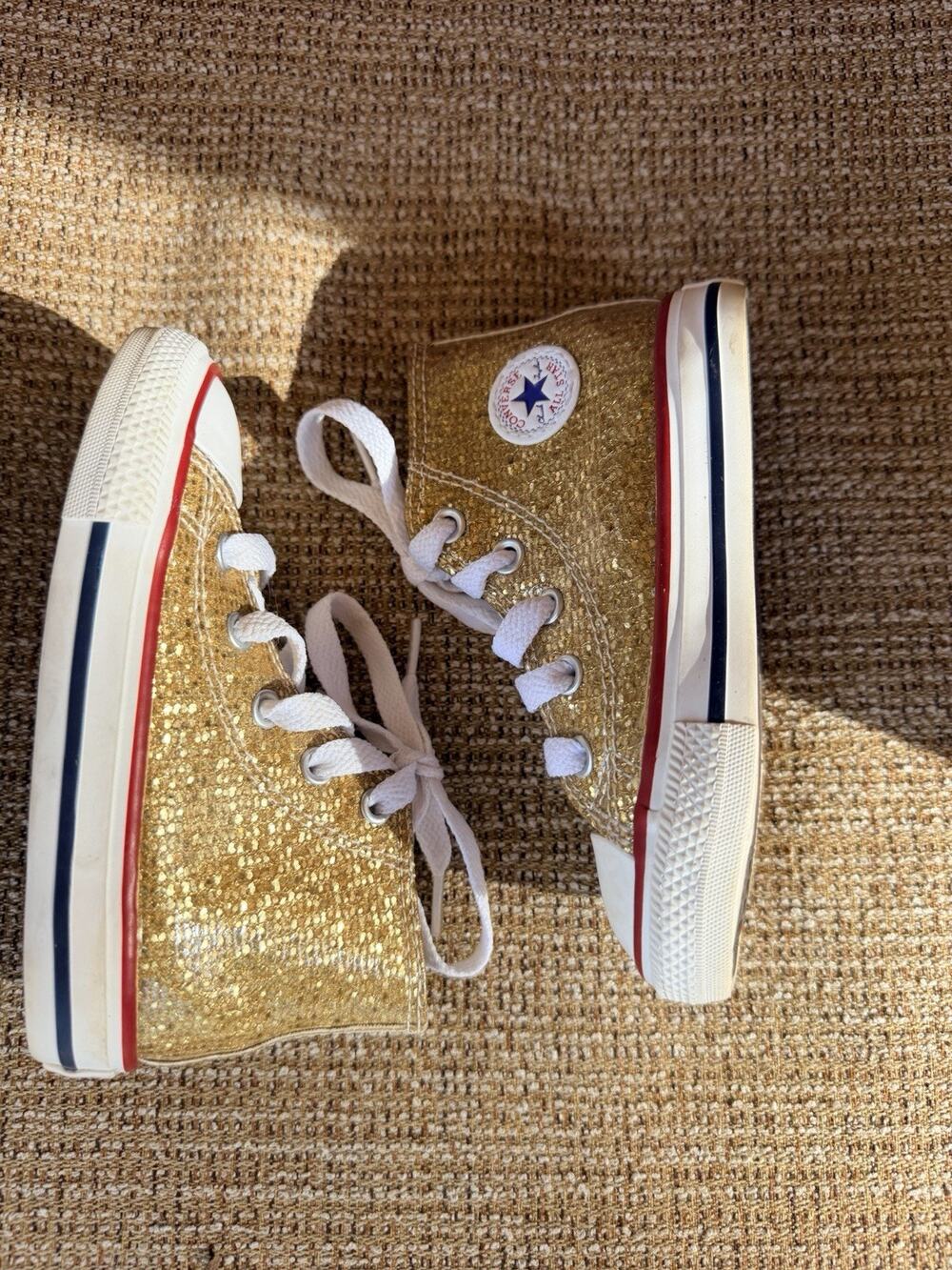 Converse Infant Chuck Taylor All Star Sparkle Gold Hi Top Sneaker Size 7